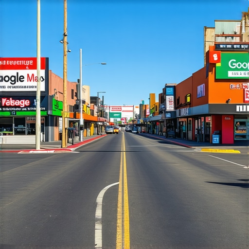 Albuquerque Cityscape with Google Maps Overlay Albuquerque cityscape with local businesses and Google Maps interface
