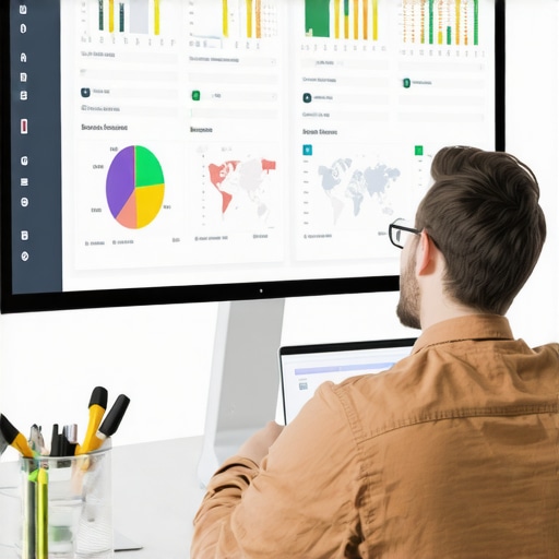 Person reviewing local SEO analytics on a computer for map ranking maintenance.