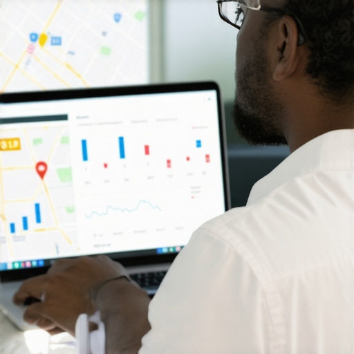 A digital marketing expert reviewing Albuquerque local SEO data on a laptop