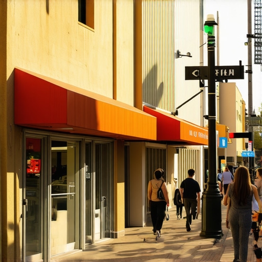 Colorful street view of Albuquerque downtown showcasing local shops and community.