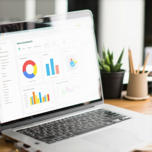 Digital SEO Tools for Albuquerque Maps Laptop screen displaying local SEO analytics and tools in a modern workspace.