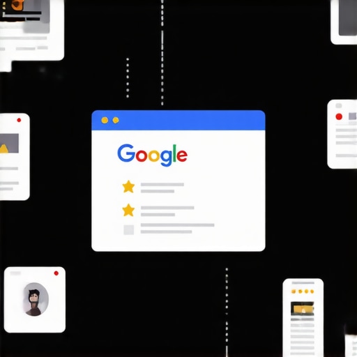 Diagram illustrating key components of a well-optimized Google My Business profile, including NAP information, photos, reviews, and verification badges.