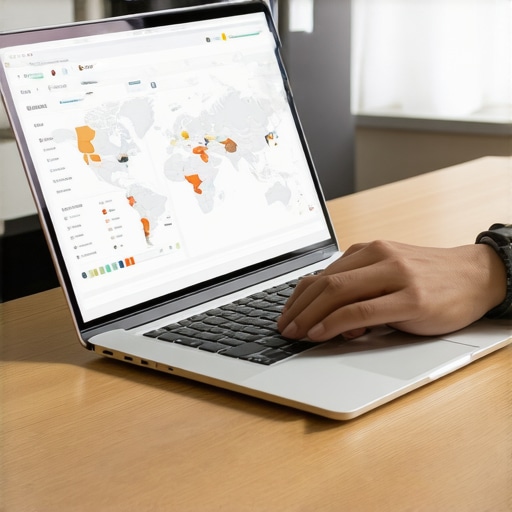 Person analyzing local SEO and map ranking data on a laptop
